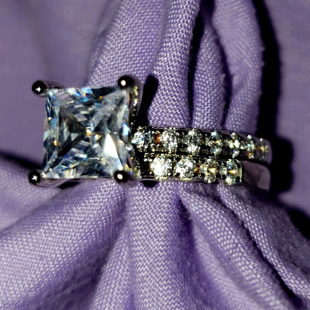 2ct White Sapphire Set .925 SS Branded